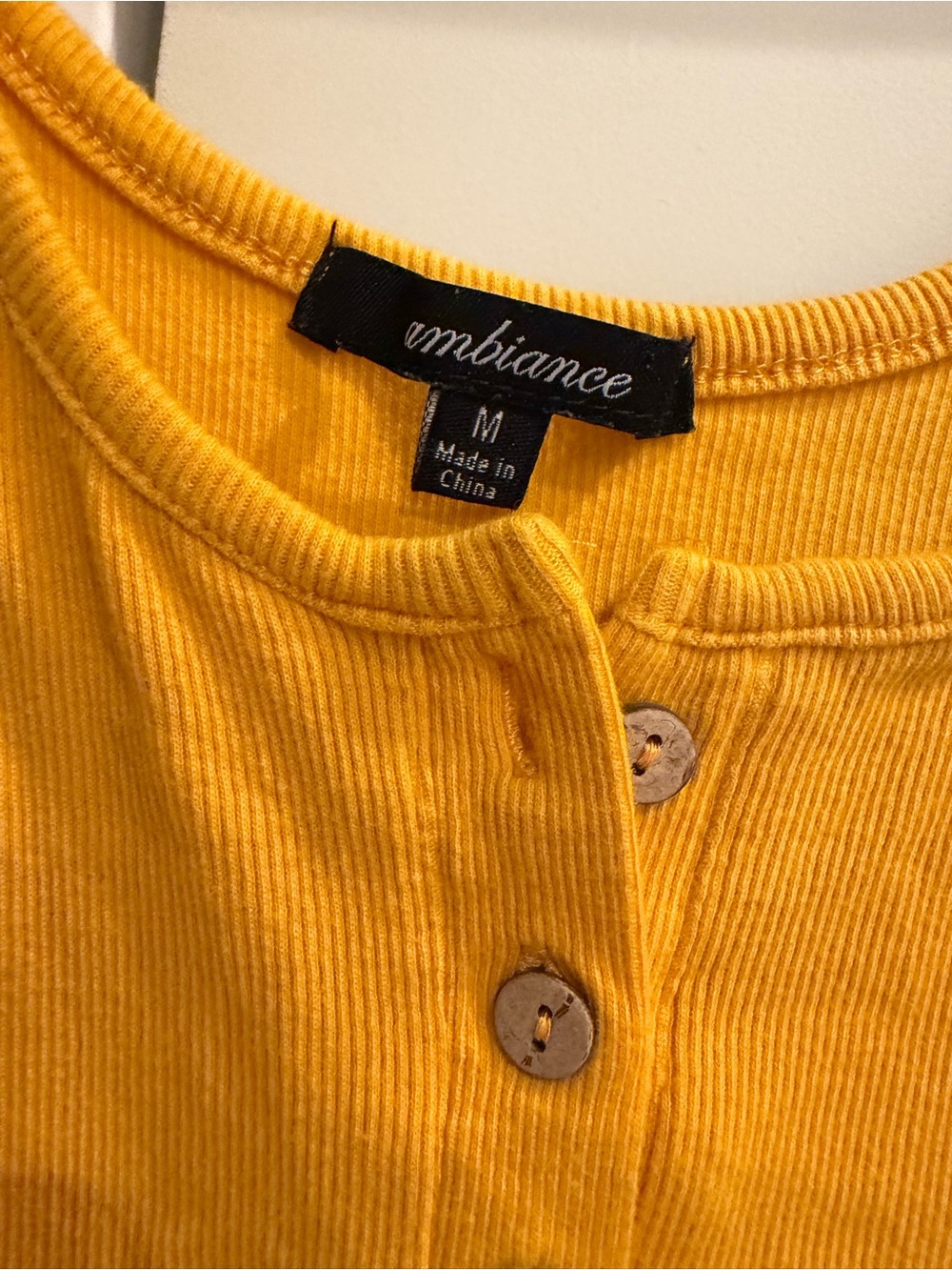 Ambiance Mustard Yellow Ribbed Henley Tank Top - Picture 2 of 3